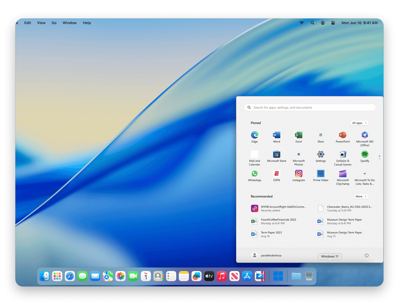 Parallels desktop app on Mac
