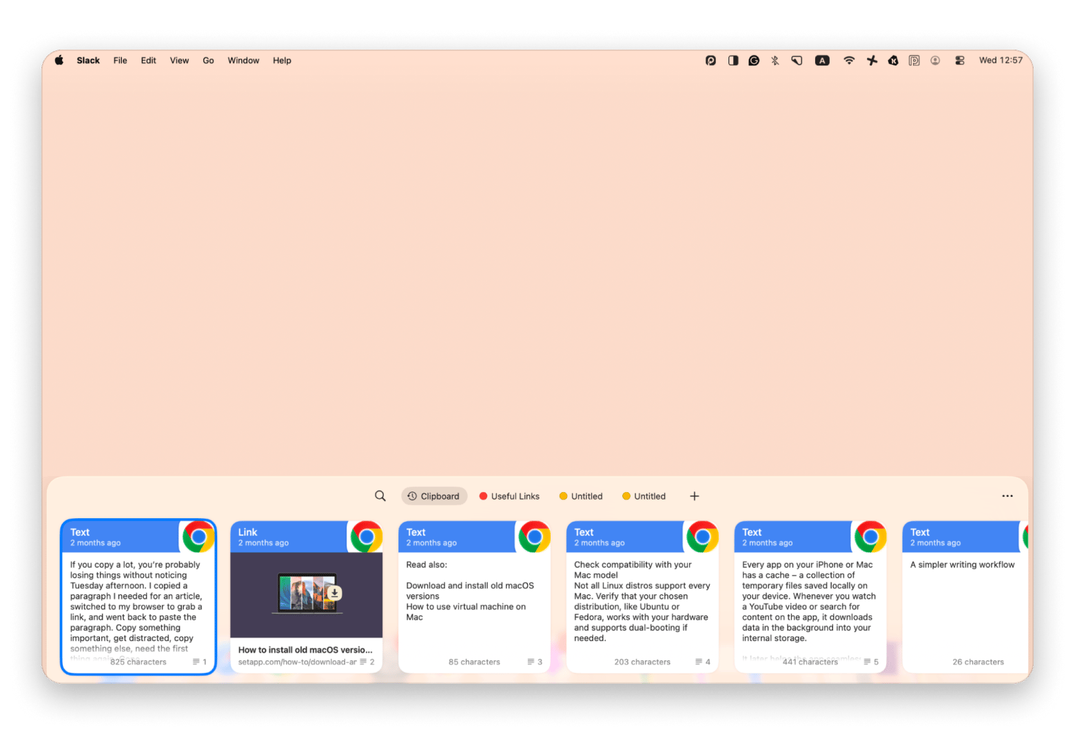 The interface of Paste, a clipboard history app available on Setapp.