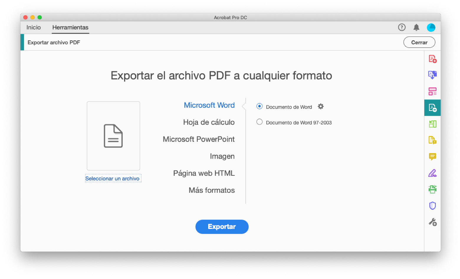 Exportar a partir de un archivo PDF con Adobe Acrobat Pro