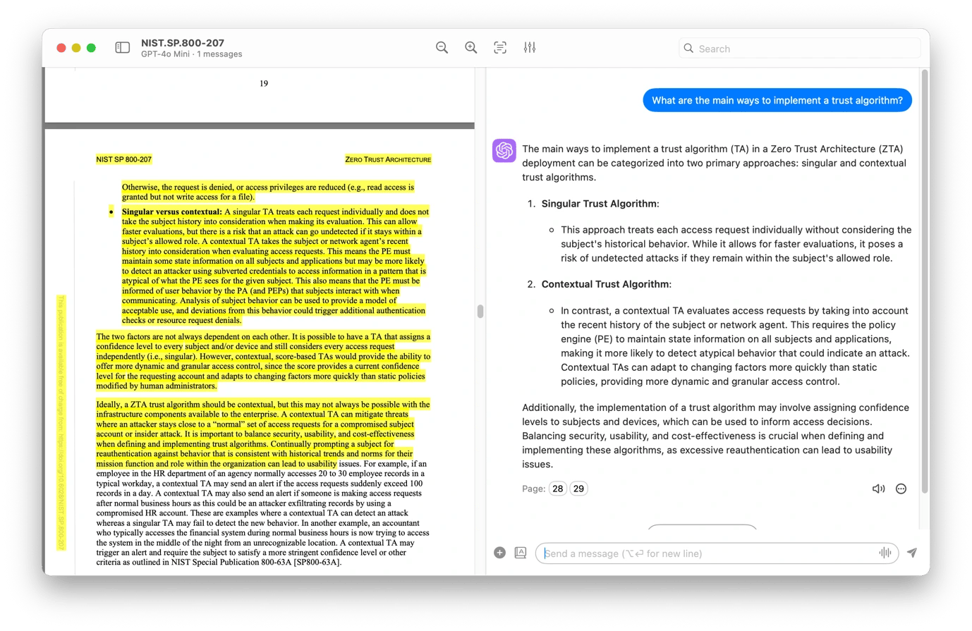 Chatting with a PDF document via PDF Pals, an AI tool available on Setapp