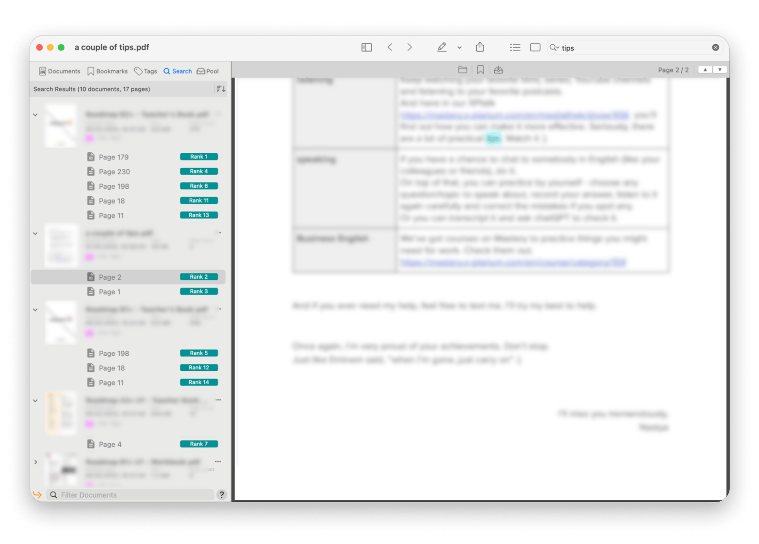 Search results displayed in PDF Search, an AI-powered PDF search app available on Setapp