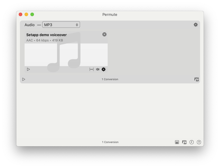 application Mac Permute pour convertir l'audio M4A en MP3