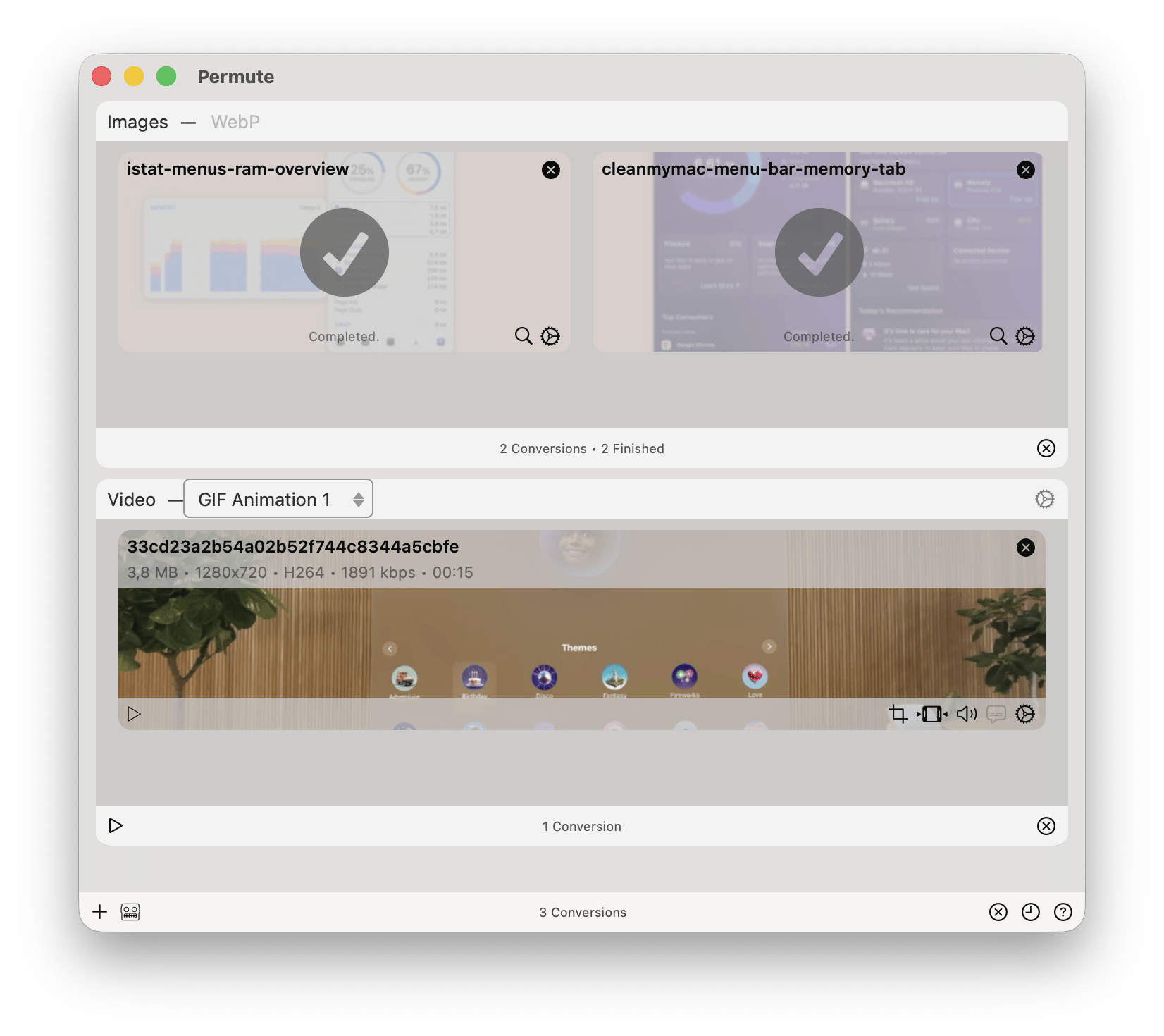 The converting process in Permute, a file converting app that is available on Setapp.