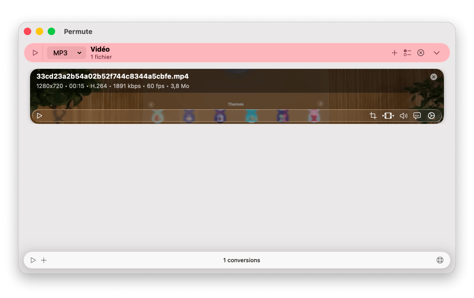 Permute convertissant un fichier audio en MP3 par glisser-déposer sur Mac en un clic, disponible sur Setapp