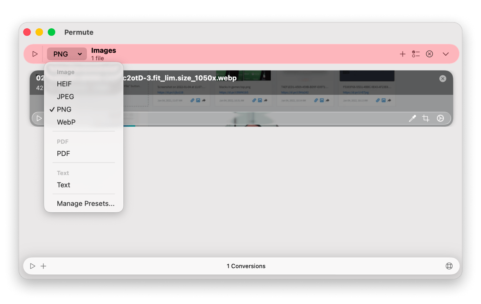 The drag-and-drop conversion window in Permute, a media converter available on Setapp
