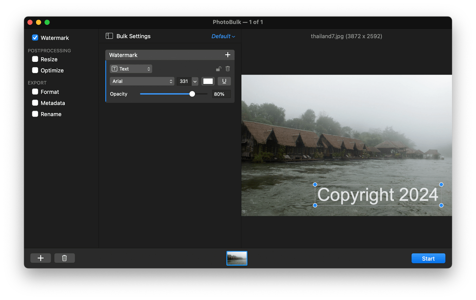 add text watermarks to pictures in PhotoBulk