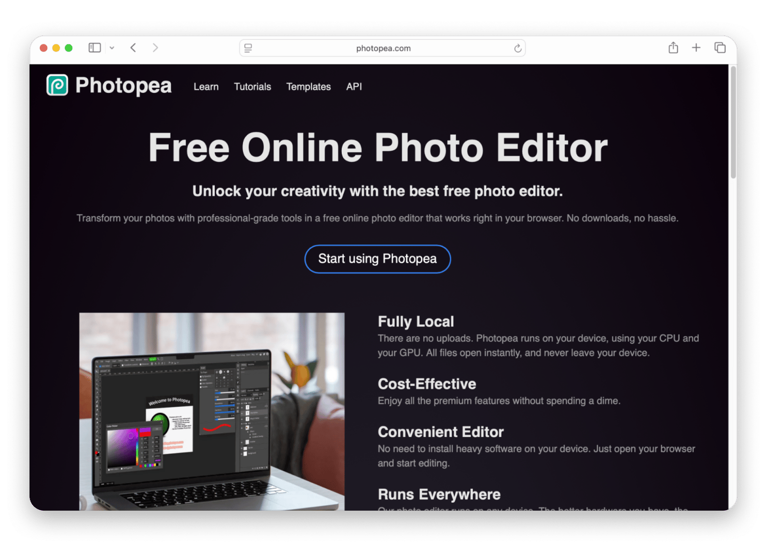 Photopea psd browser editor