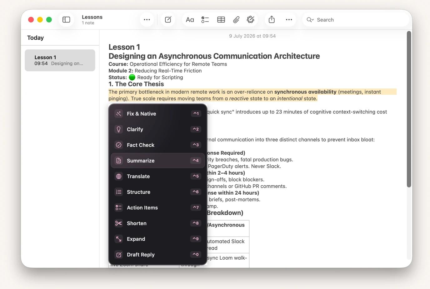 AI text option on PinchBar, an AI tool available on Setapp