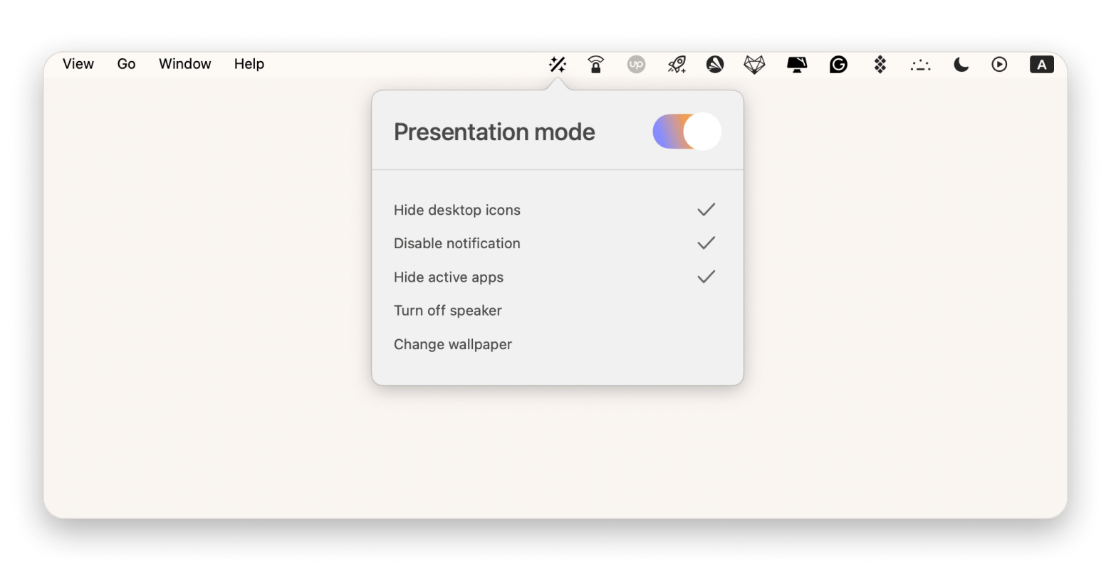 The interface of PliimPRO, a presentation mode app that is available on Setapp The interface of PliimPRO, a presentation mode app that is available on Setapp