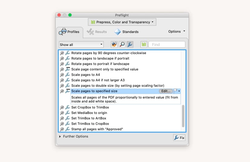 Scales all pages of the PDF proportionally to entered value