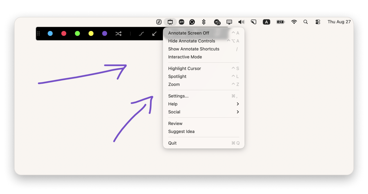 Annotating a screen during presentations with Presentify, a screen annotation app available on Setapp