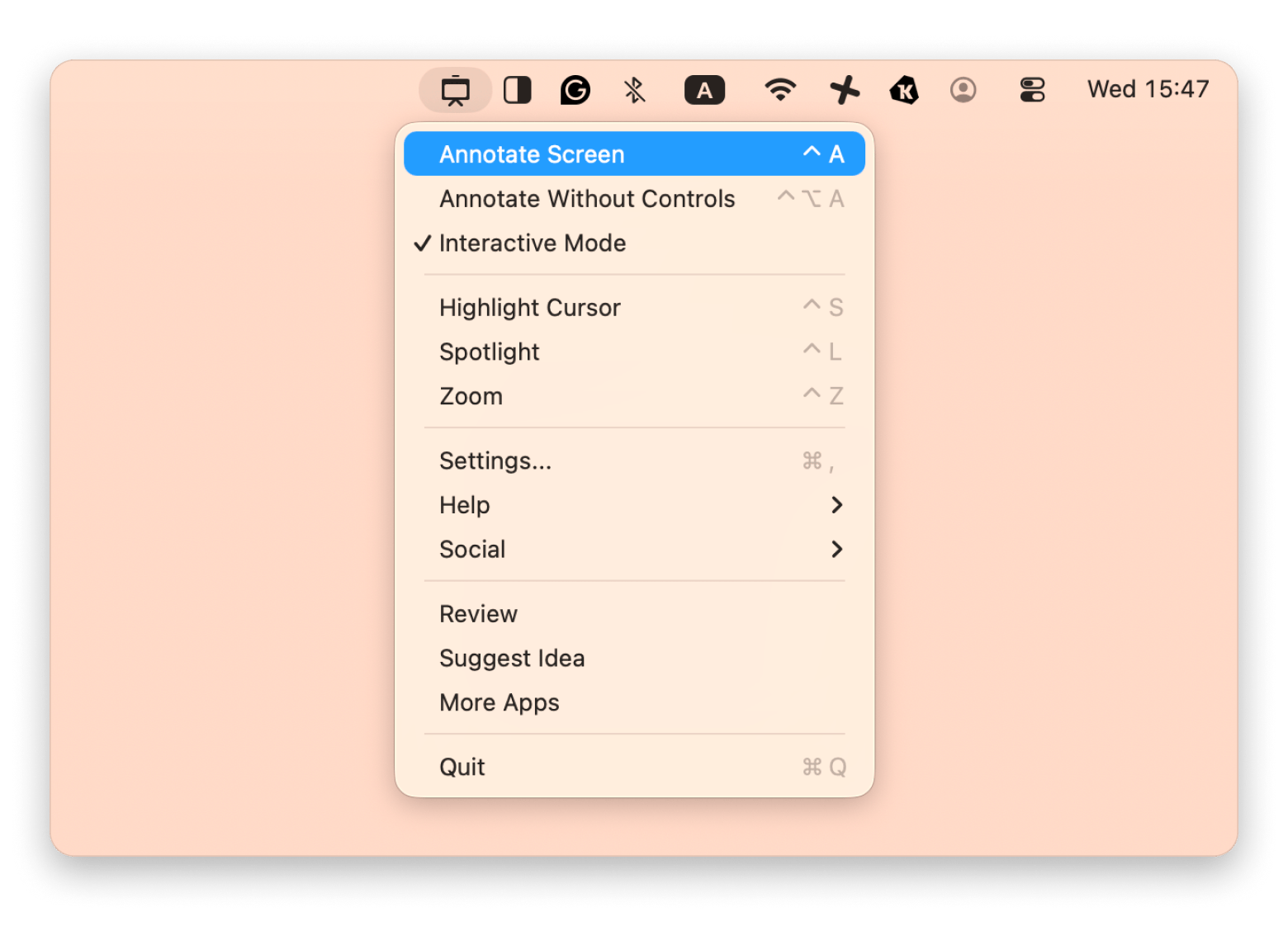 The interface of Presentify, an annotation app available on Setapp.