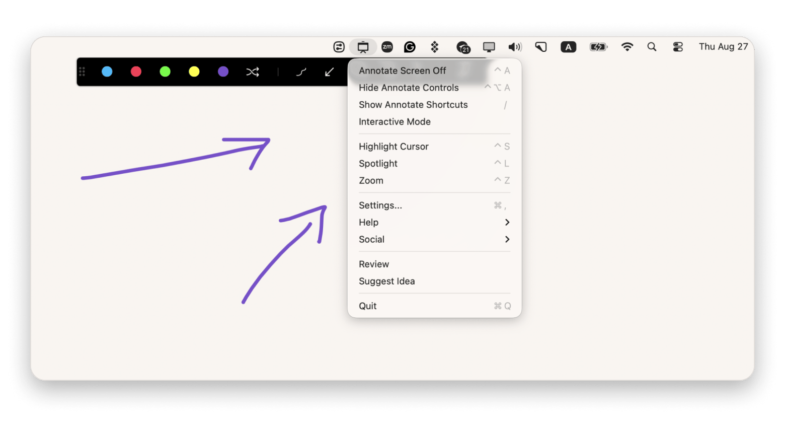 Screen annotation in Presentify, a screen annotation app available on Setapp