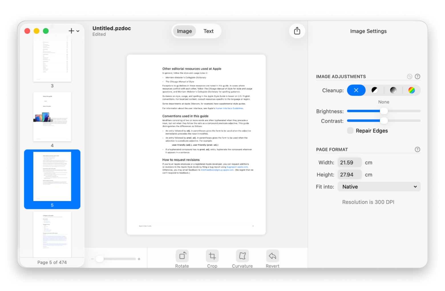 Scanning a document with OCR in Prizmo, a scanning app available on Setapp