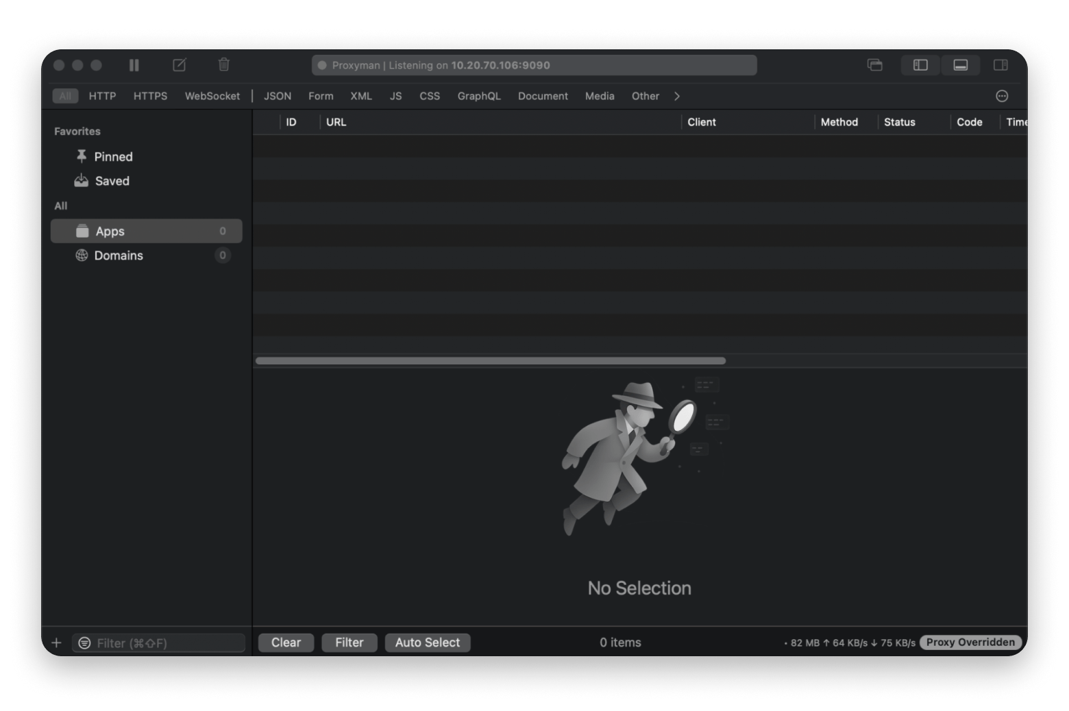 The interface Proxyman, an app for developers that is available on Setapp