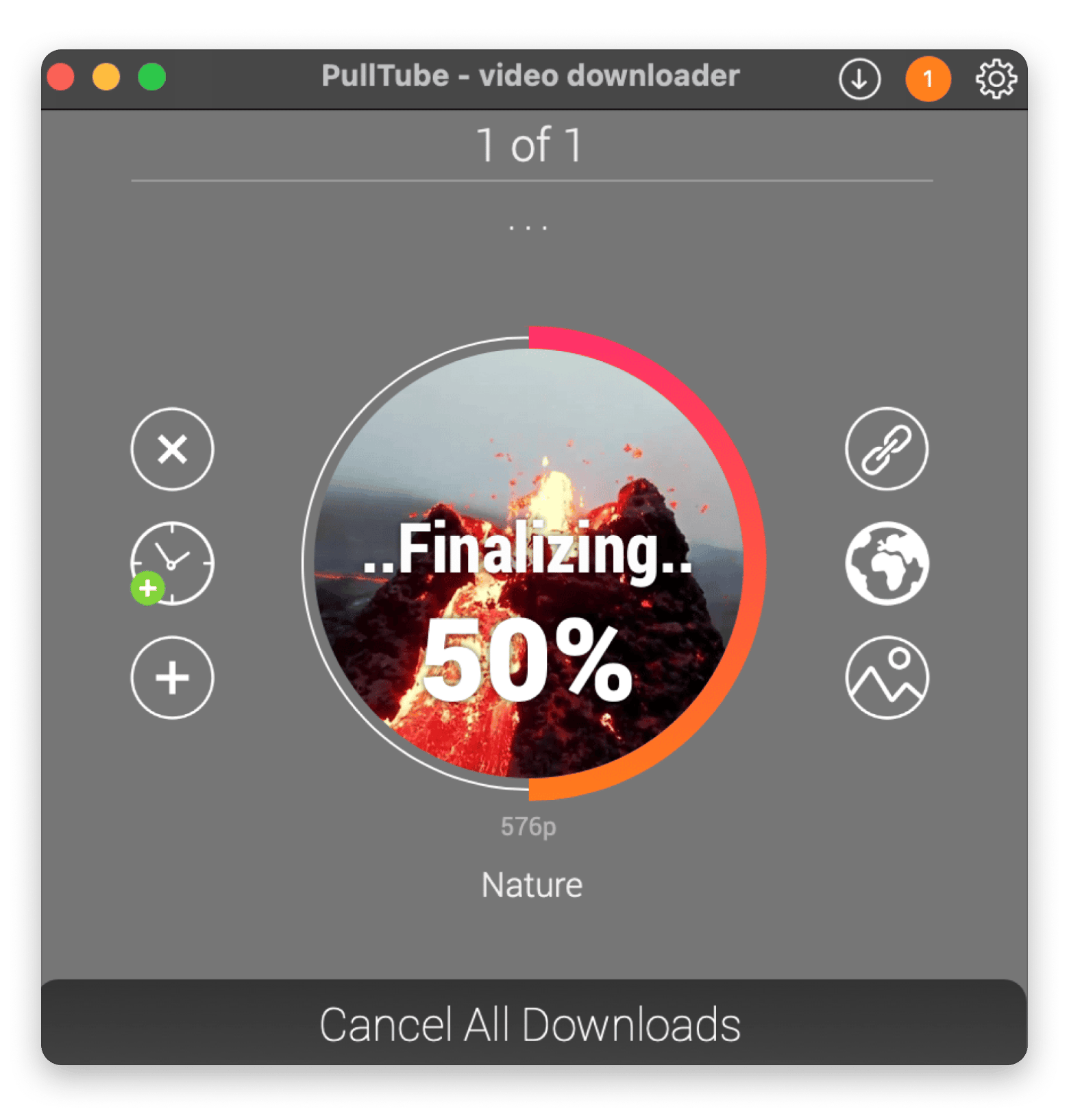 Interface do Pulltube baixando um vídeo no Mac, disponível no Setapp