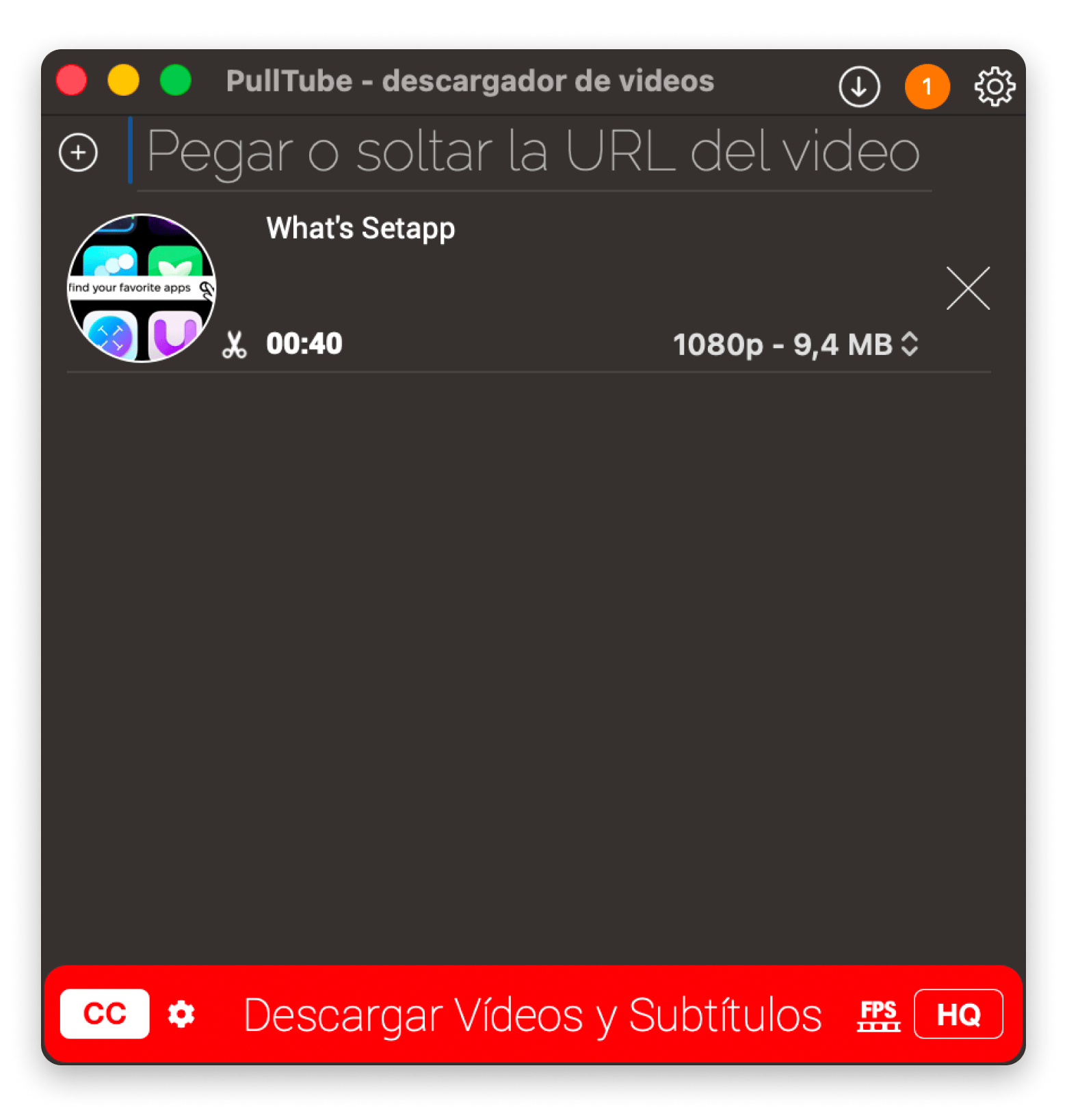 Interfaz de Pulltube en el modo de corte para convertir música en tono personalizado, disponible en Setapp