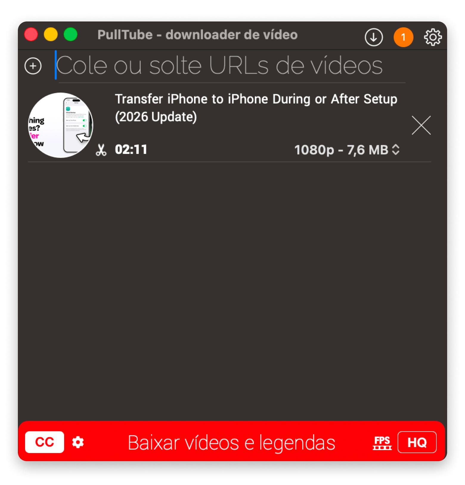 Interface do Pulltube mostrando o corte de vídeo por timecode antes do download, um aplicativo de download disponível no Setapp Interface do Pulltube mostrando o corte de vídeo por timecode antes do download, um aplicativo de download disponível no Setapp