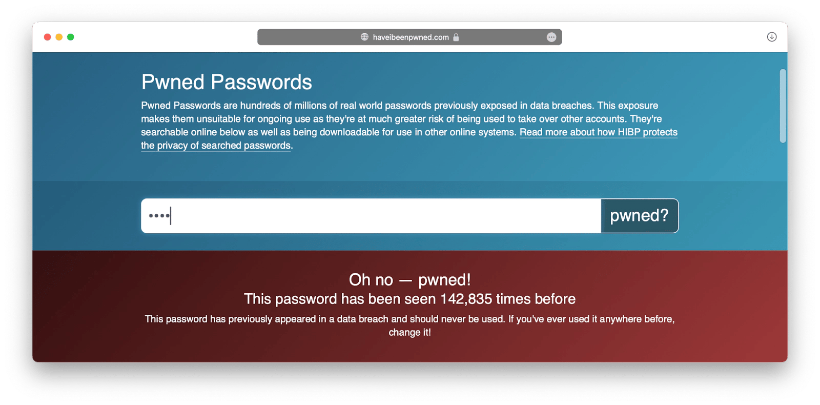 check if passwords pwned 