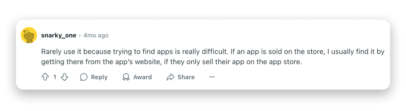 reddit comment on app store