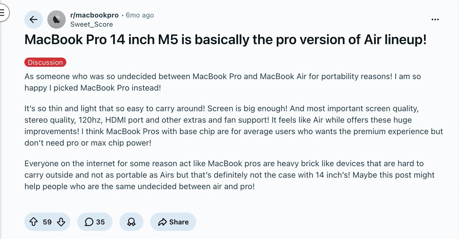 Discussion about MacBook Pro 14inch on Reddit