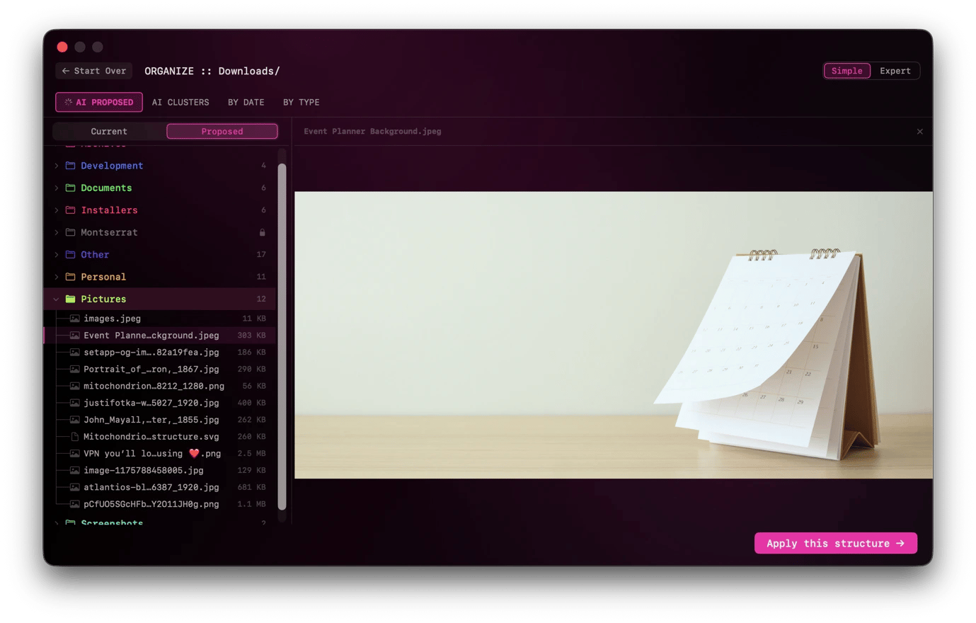 Organizing downloads with Refolder, a file organization tool available on Setapp