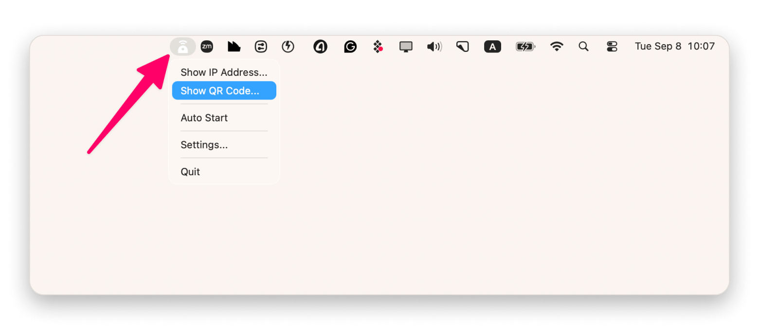 The control menu in Remote Mouse, a remote input app available on Setapp