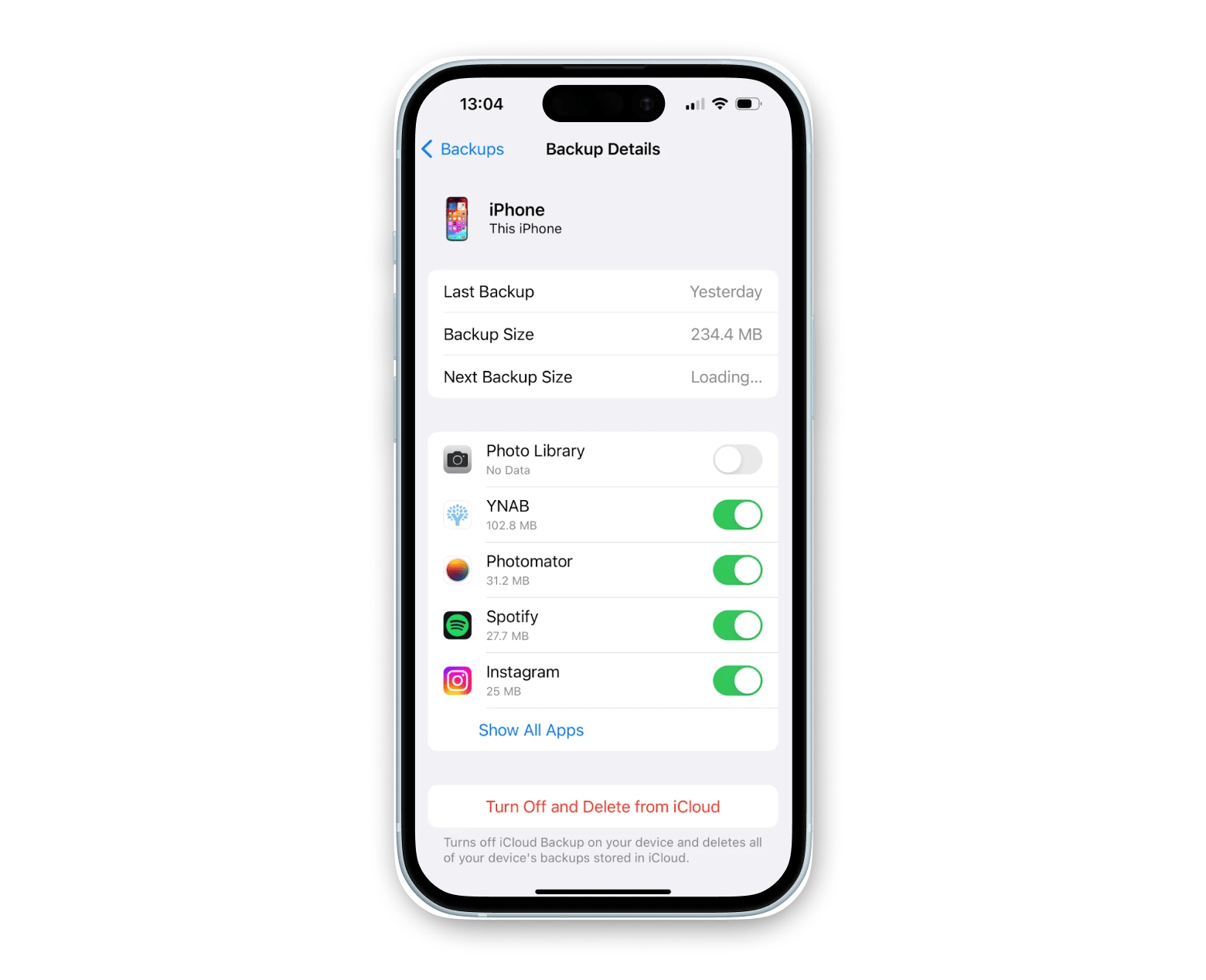 remove local backups from iPhone