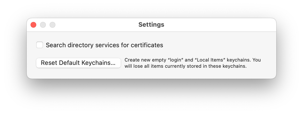 reset default keychains mac