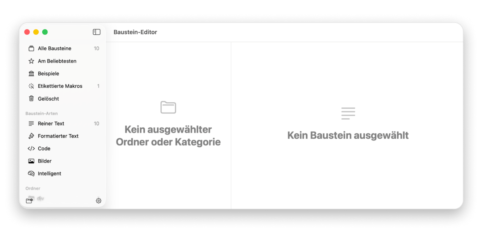 Die Oberfläche von Rocket Typist, einer Textbaustein-App, die auf Setapp verfügbar ist