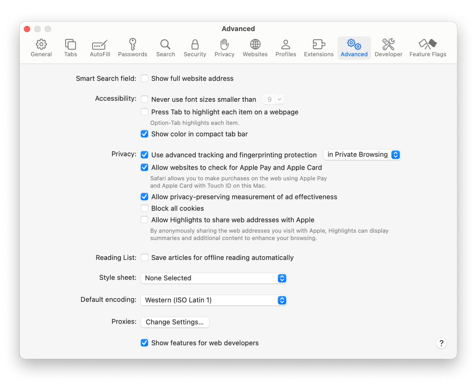 safari features for web developers