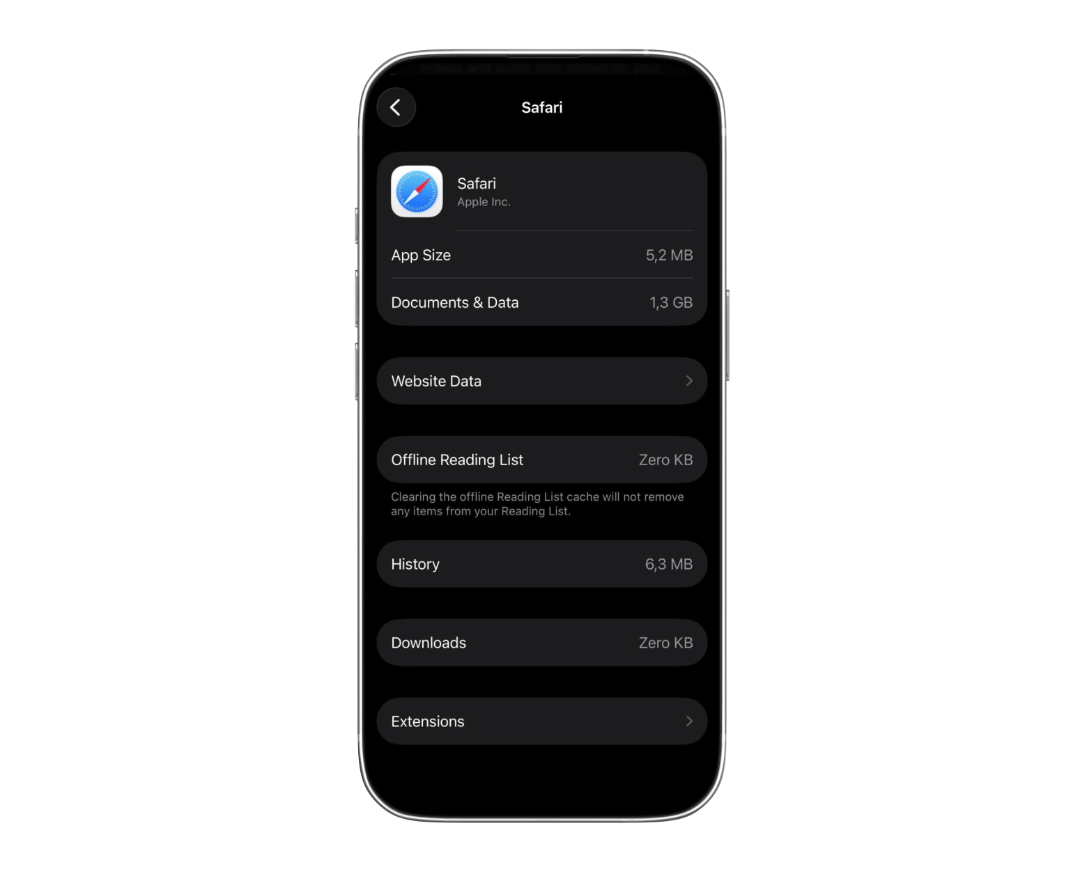 Safari remove website data