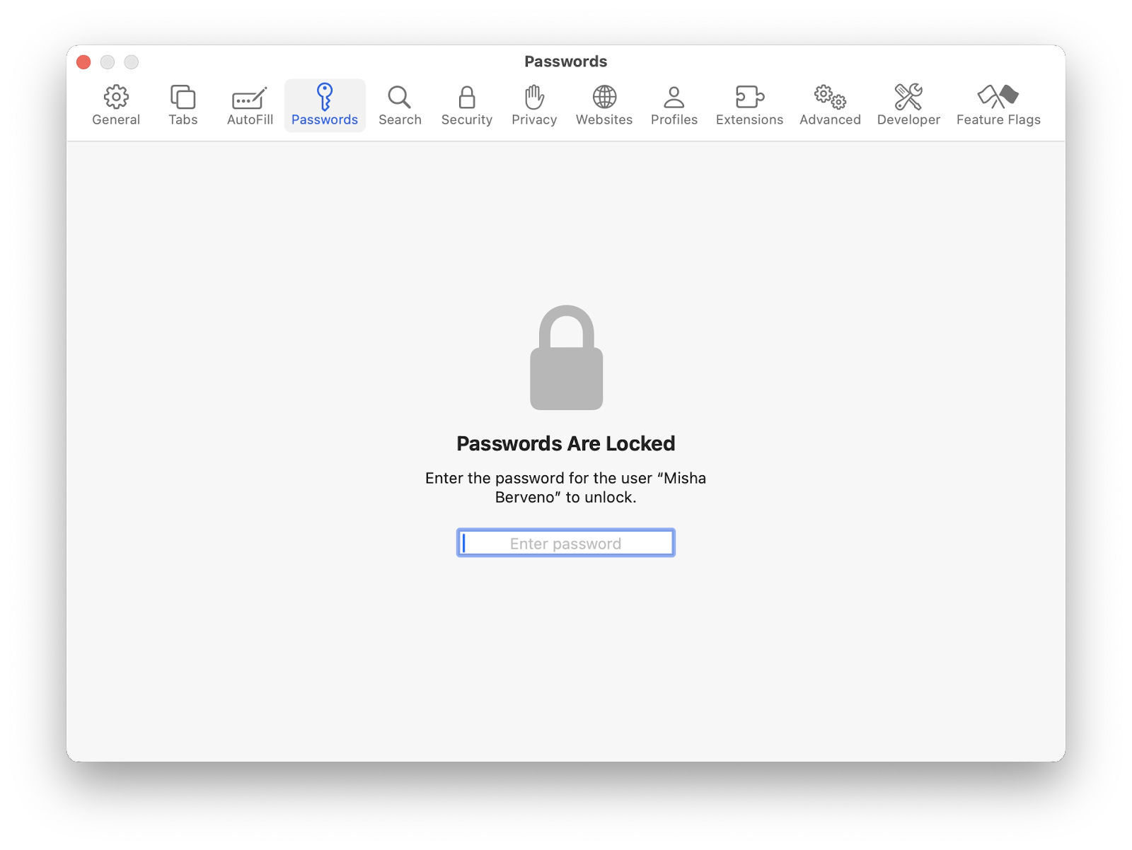 password manager on Safari