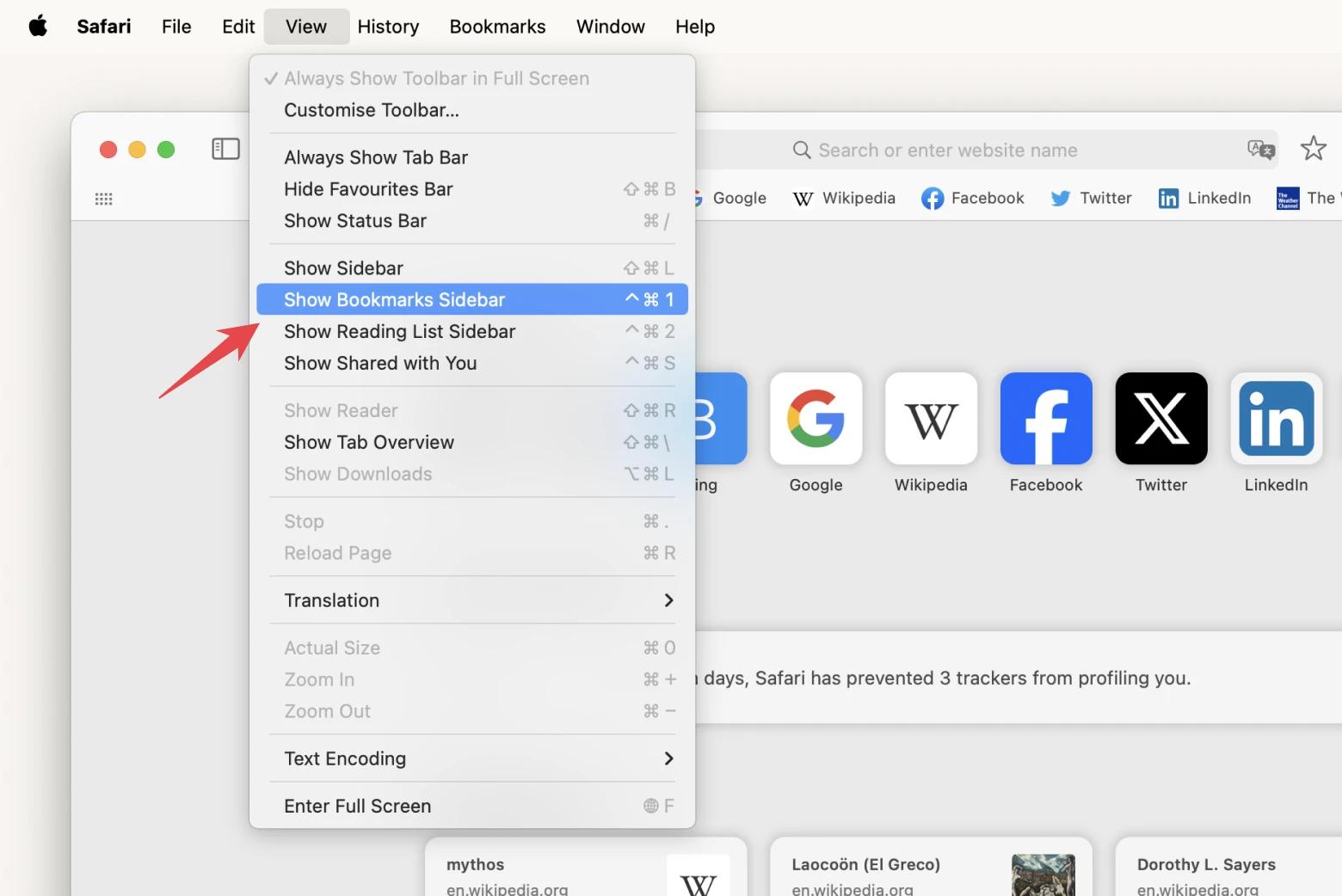 open the Reading List via the menu bar