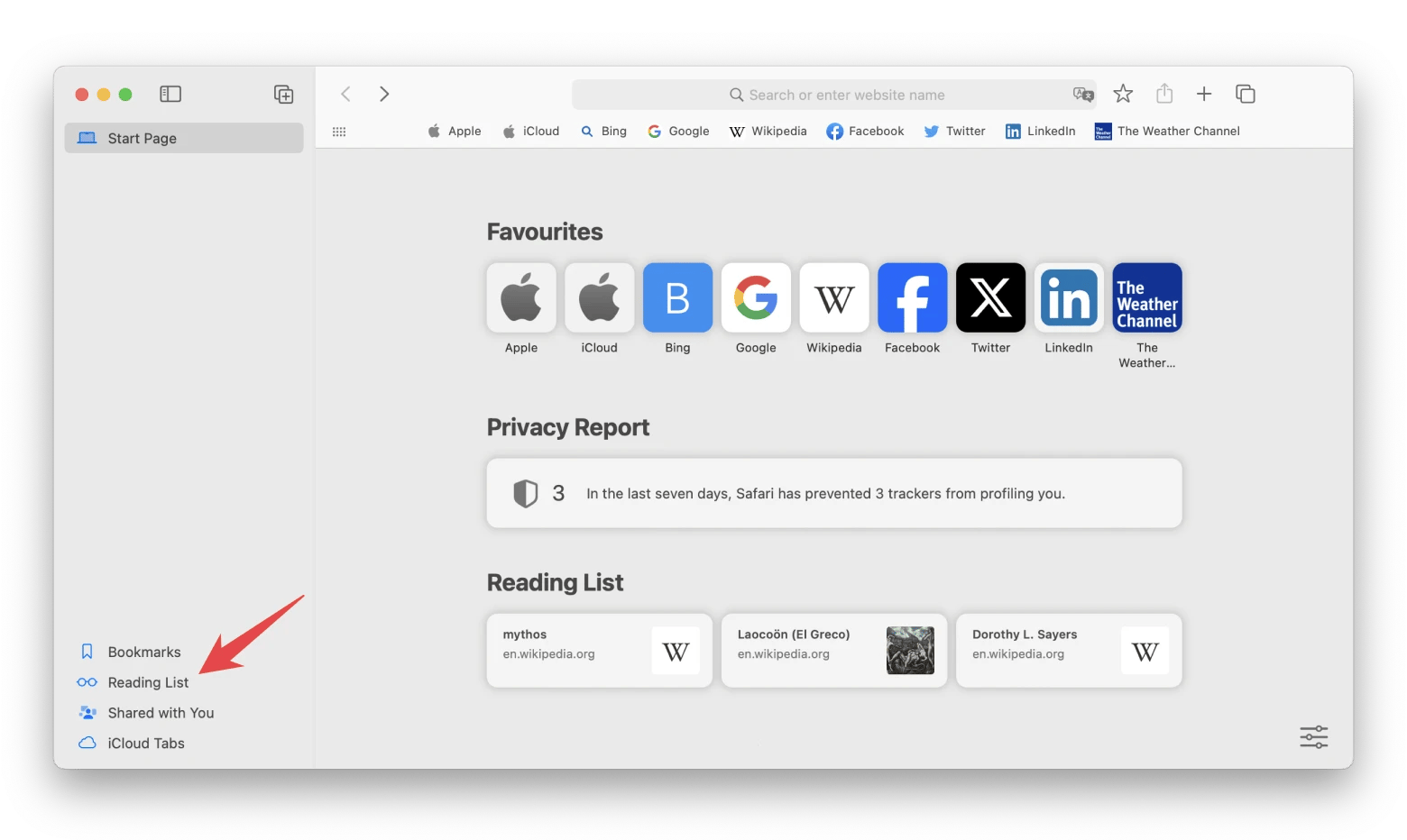 Reading List in Safari sidebar