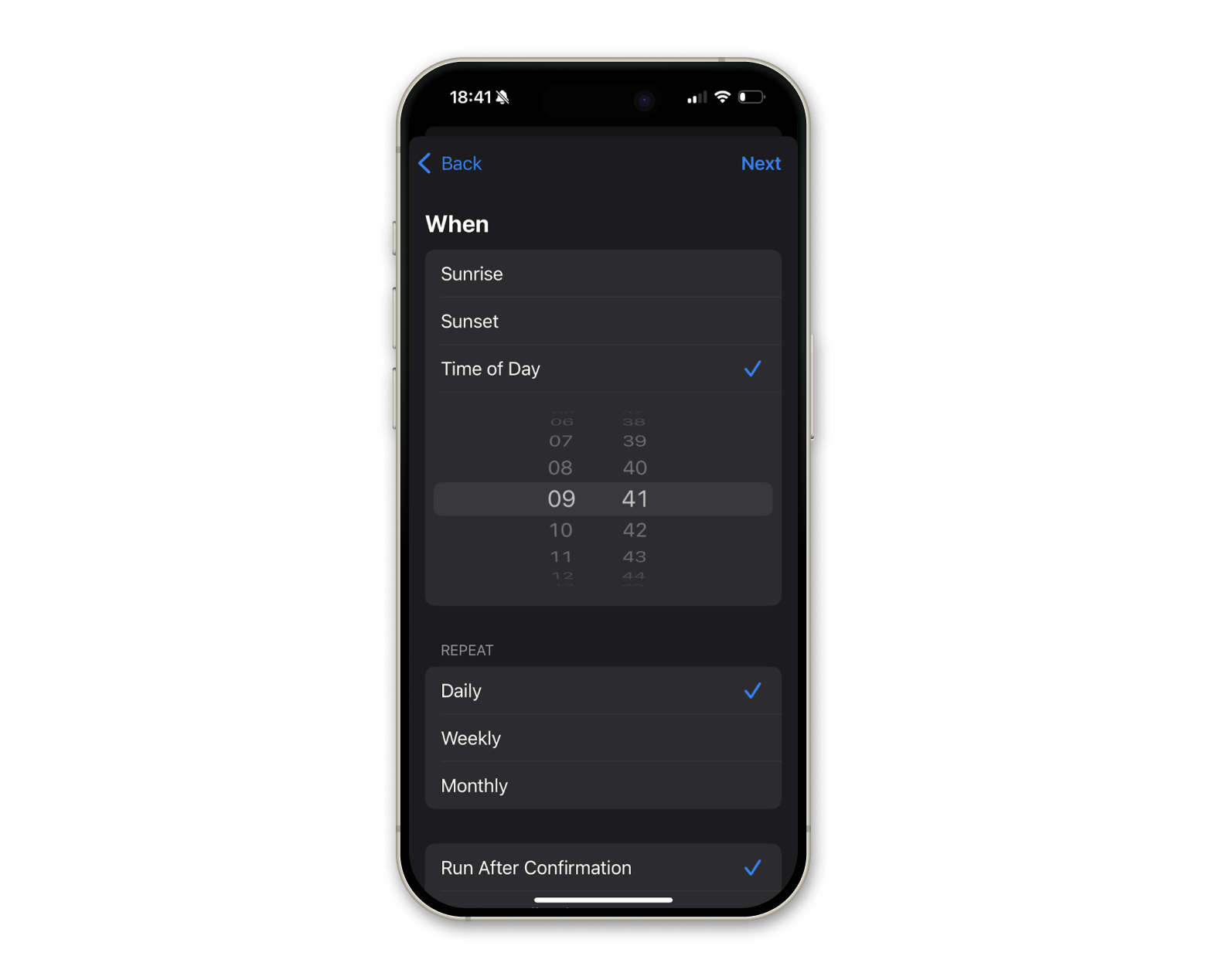 scheduling settings automation ios