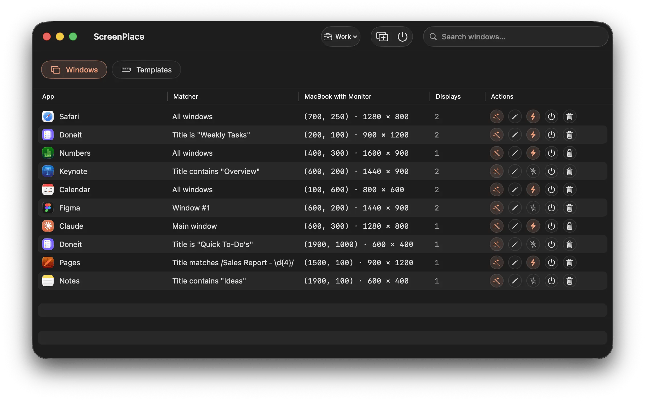 Screenplace app interface 