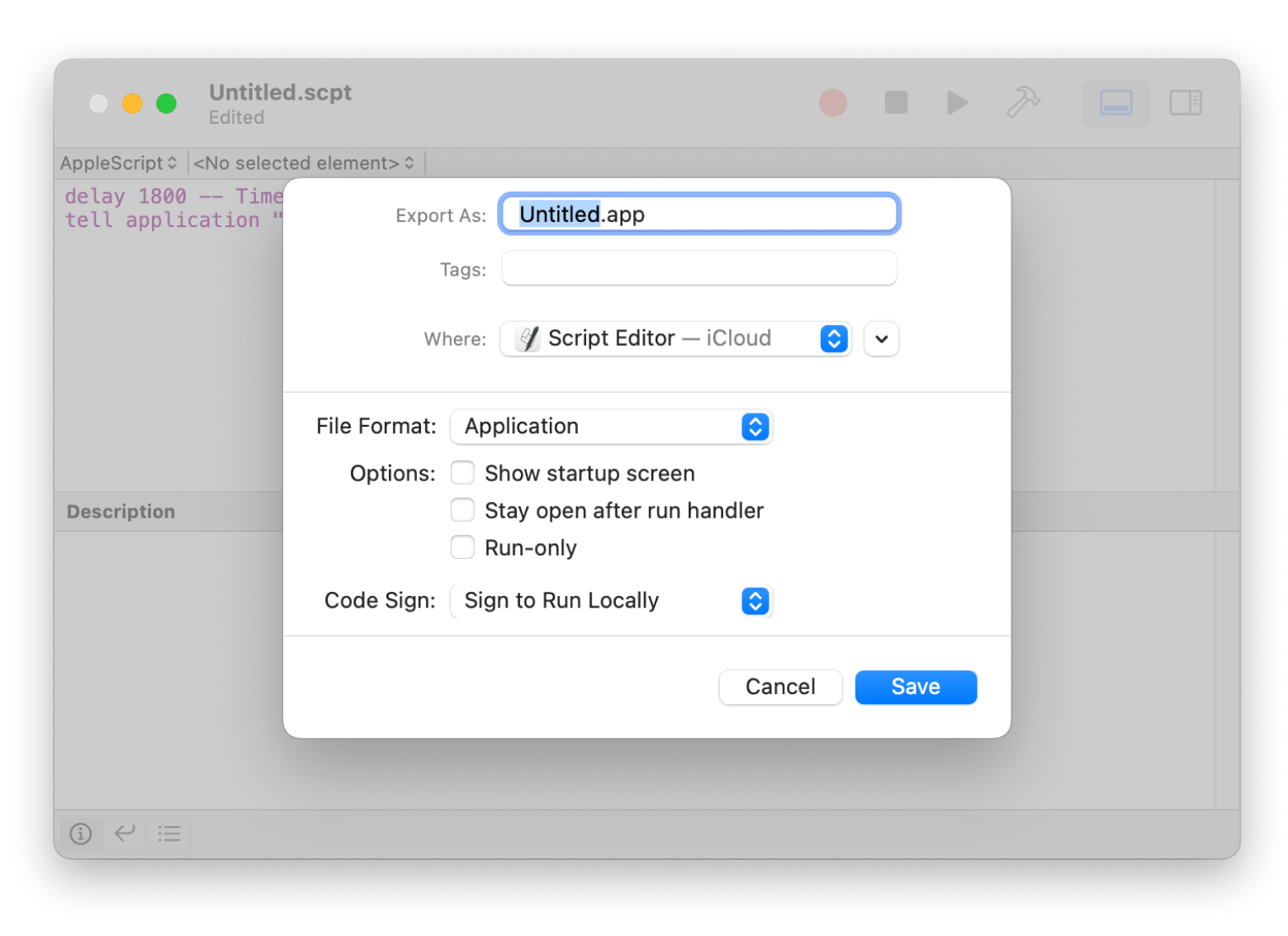  shutdown timer command creation with script editor