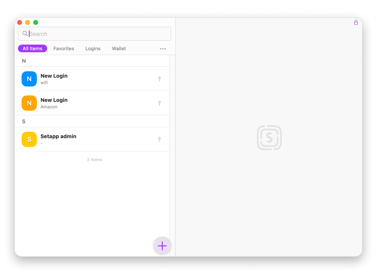 Das Hauptfenster von Secrets 4, einer App zur Passwortverwaltung, die bei Setapp verfügbar ist.