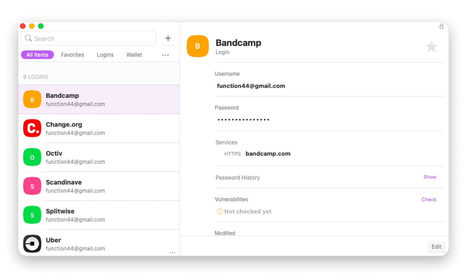 Die Oberfläche von Secrets 4, einem Passwort-Manager, der auf Setapp verfügbar ist