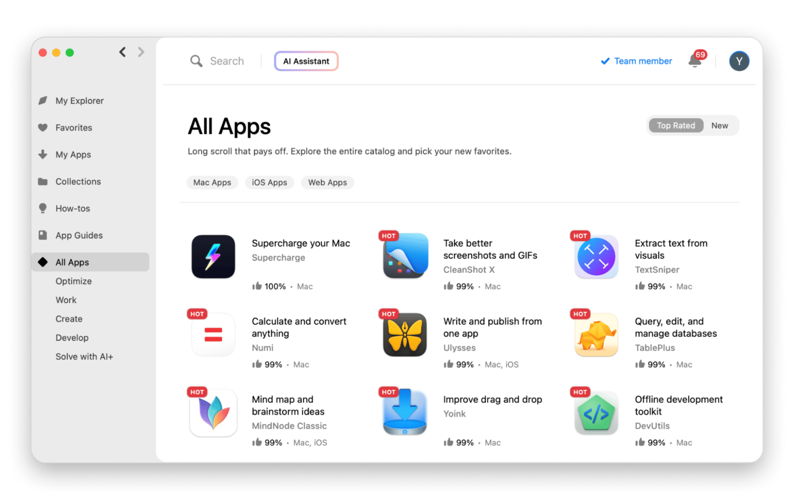 All apps tab in Setapp desktop app