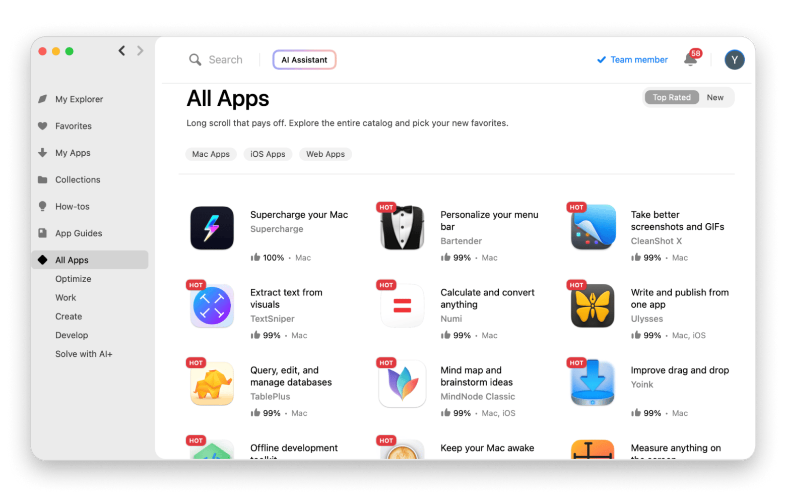 The list of all apps in Setapp — subscription platform with apps for macOS, iOS, and web