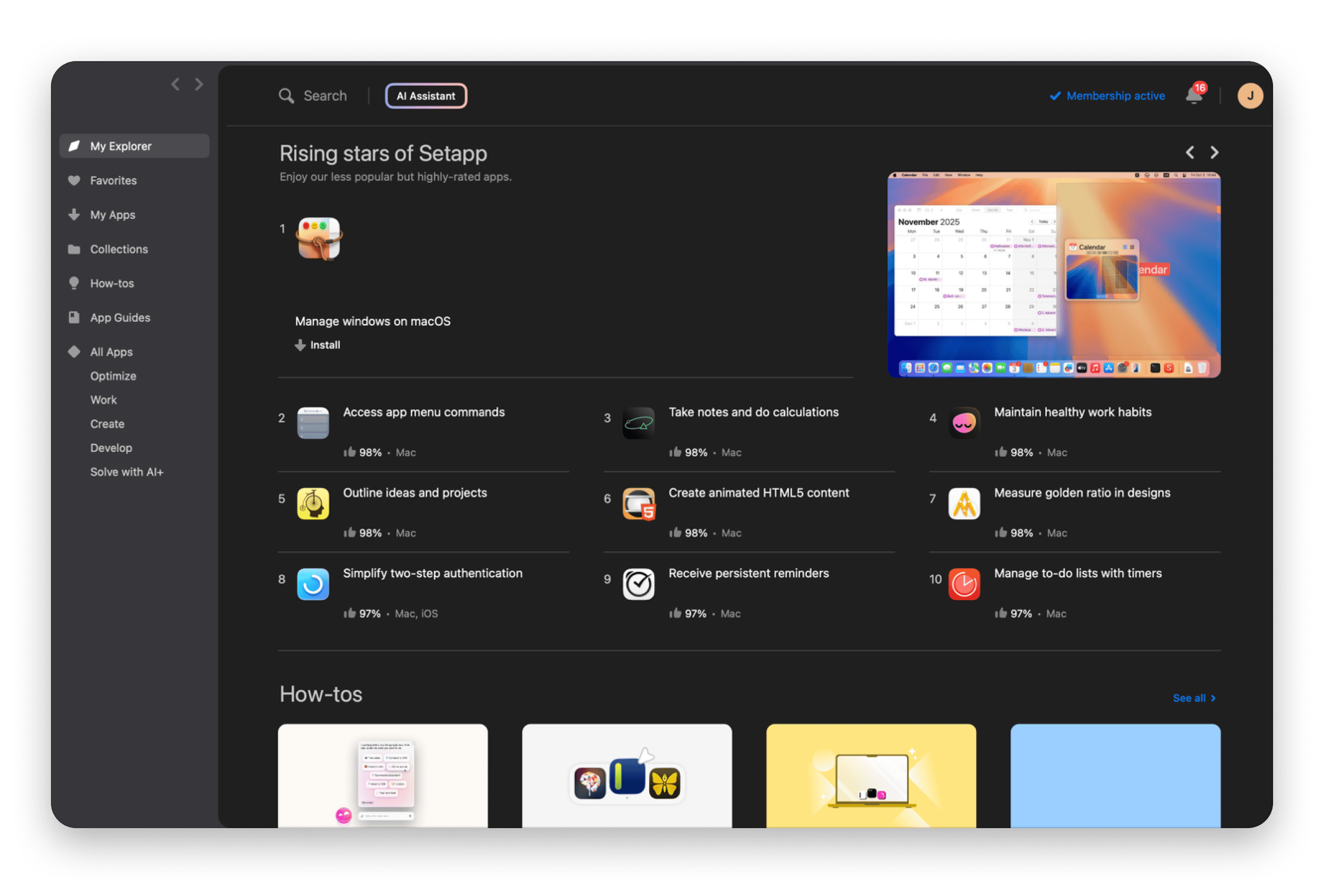 The home page of the Setapp store, an all-in-one subscription app marketplace platform