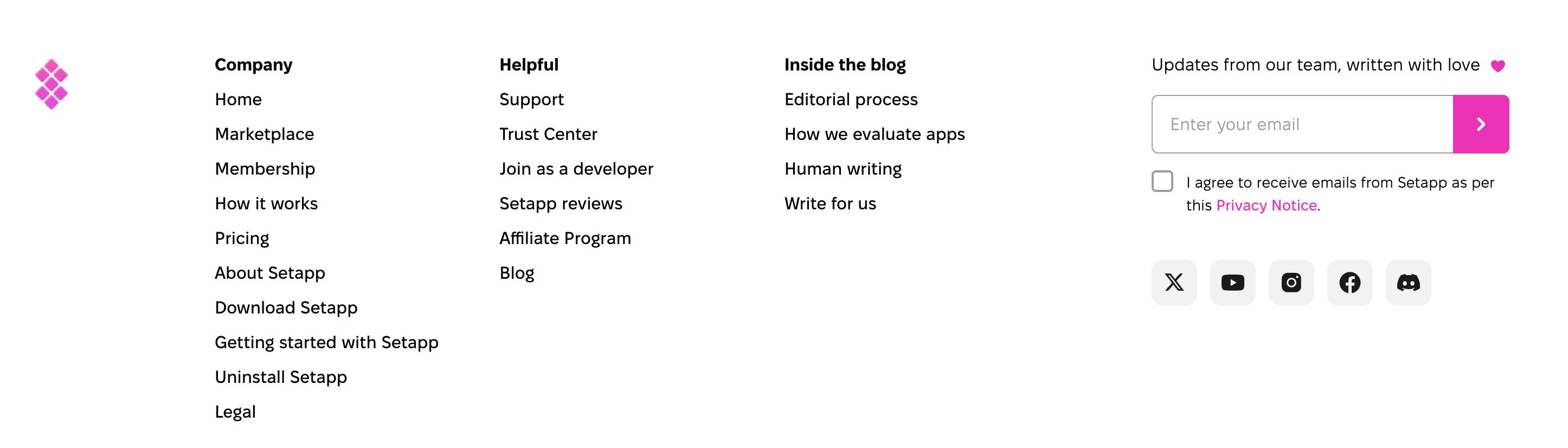 enter your email field on Setapp