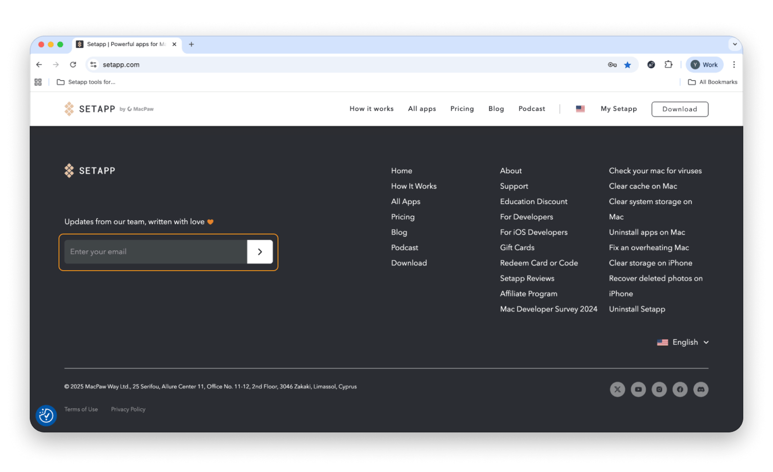 enter your email field on Setapp