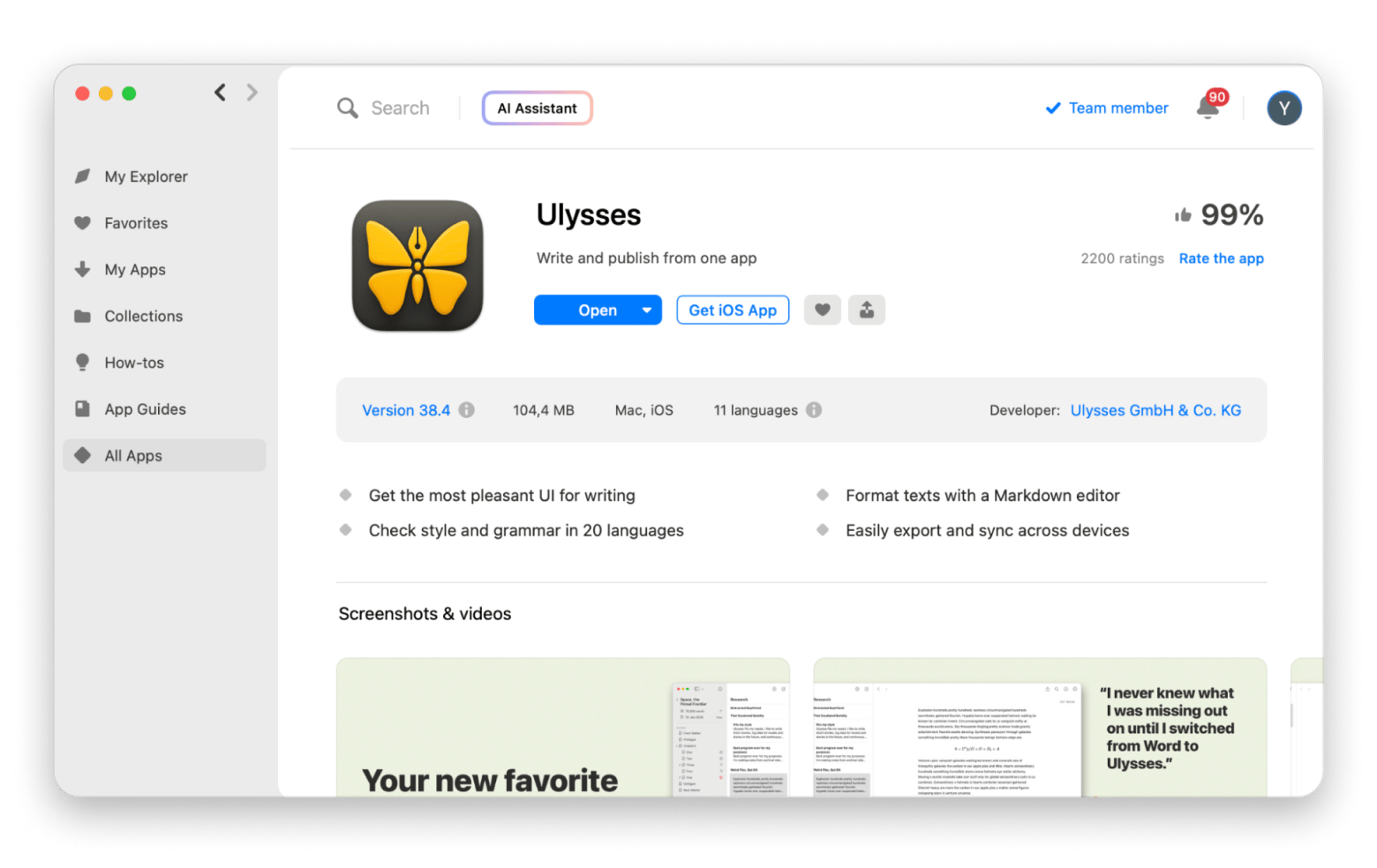 Setapp platform all apps tab