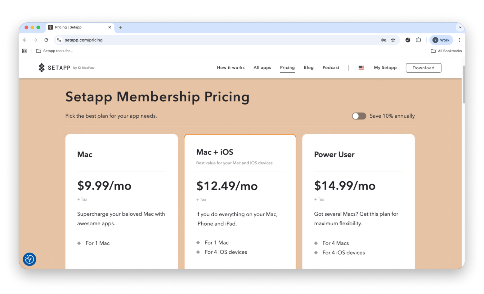 Setapp pricing plans
