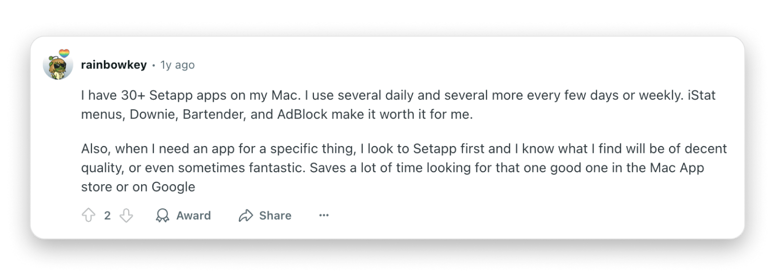 Setapp Reviews on Reddit