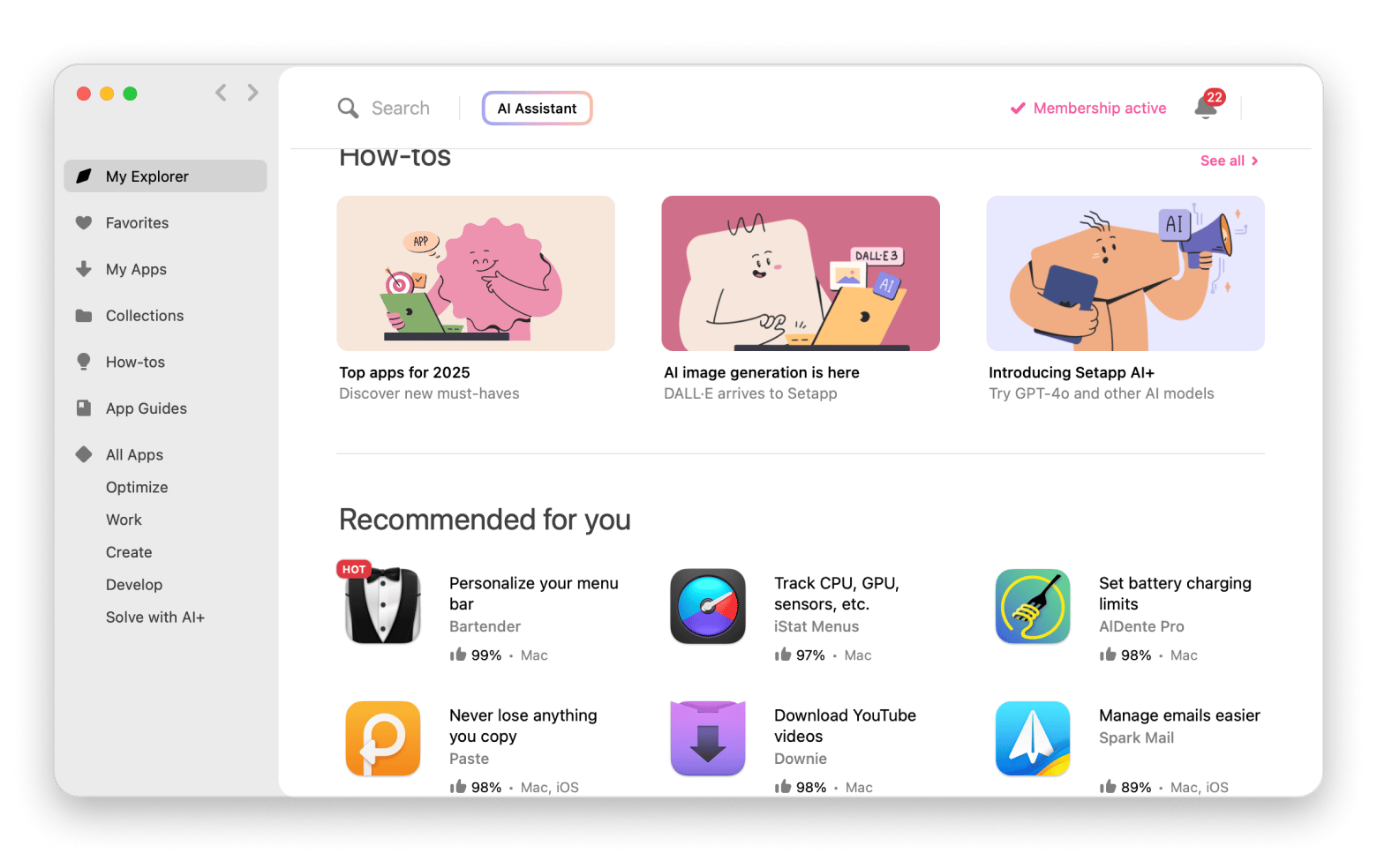 Setapp's Explorer in the Setapp desktop app