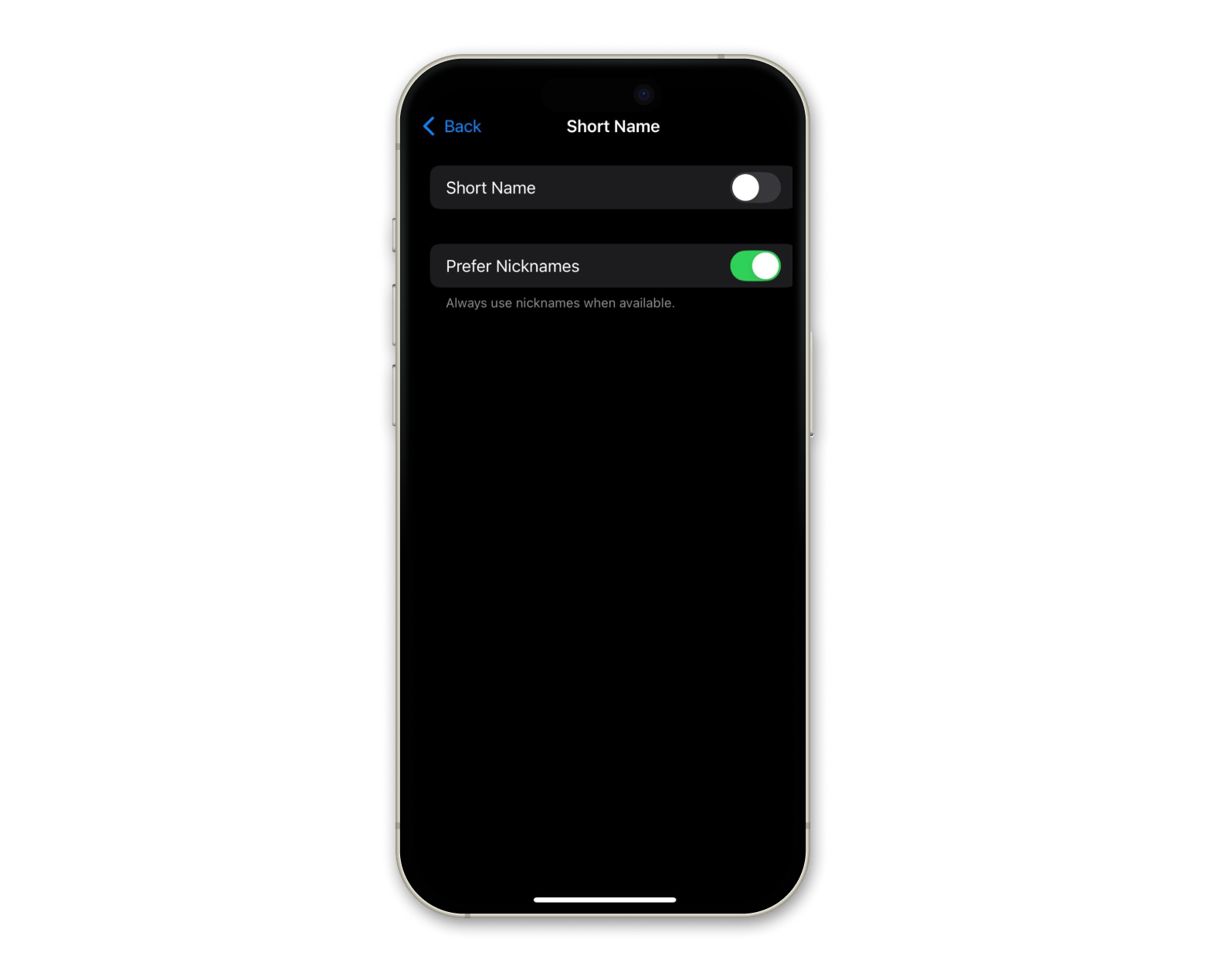 Short name iPhone